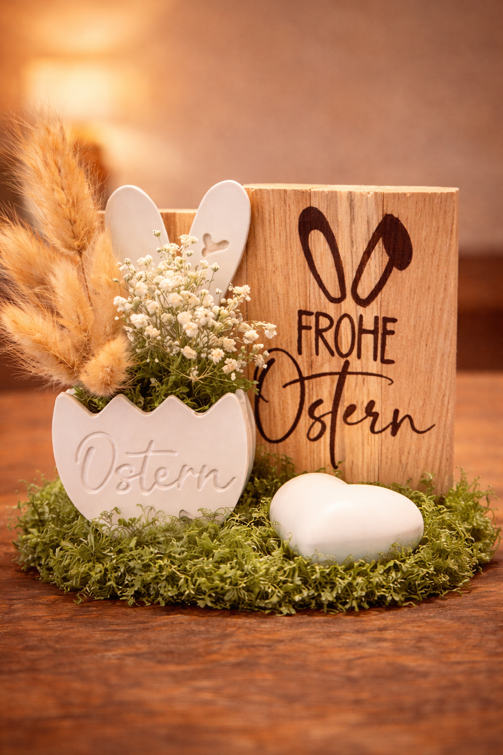 Osterdekoration „Frohe Ostern“ - handgemacht & natürlich