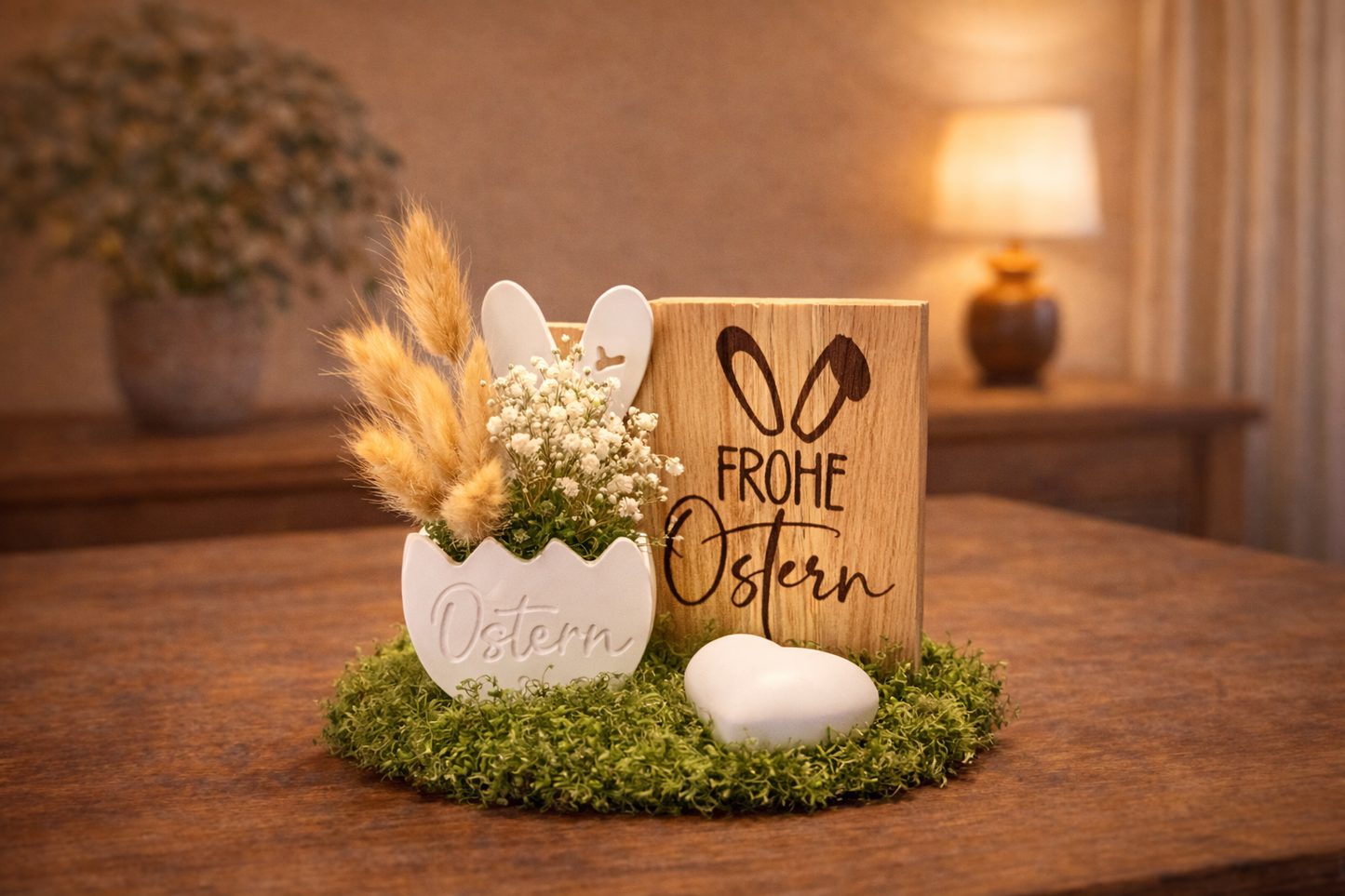 Osterdekoration „Frohe Ostern“ - handgemacht & natürlich