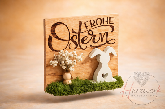 Osterdekoration „Frohe Ostern“- handgemacht & natürlich