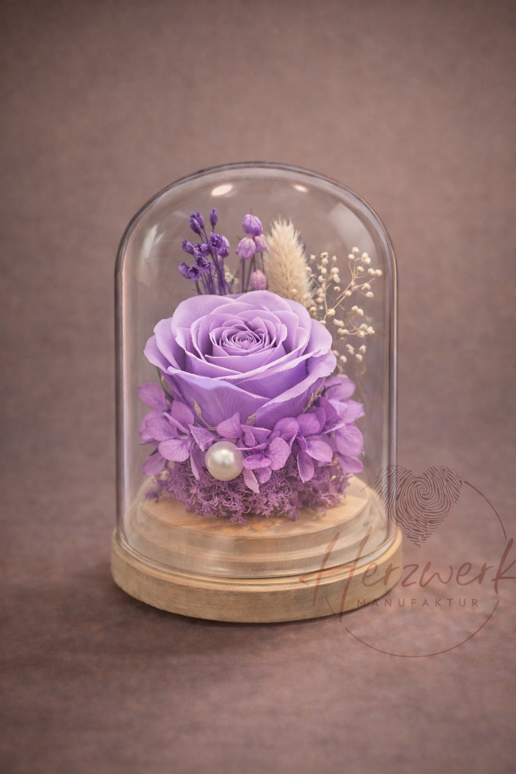 Ewige Rose im Glasdom - Lila - Handgefertigtes Geschenk