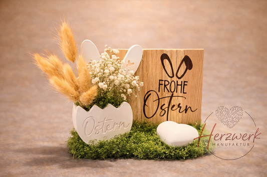 Osterdekoration „Frohe Ostern“ - handgemacht & natürlich