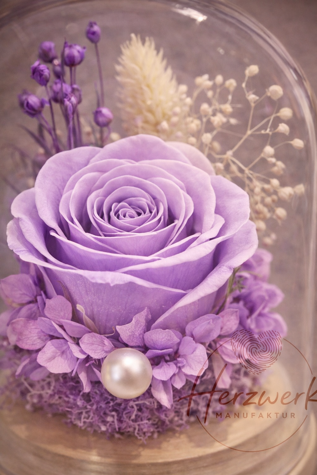Ewige Rose im Glasdom - Lila - Handgefertigtes Geschenk