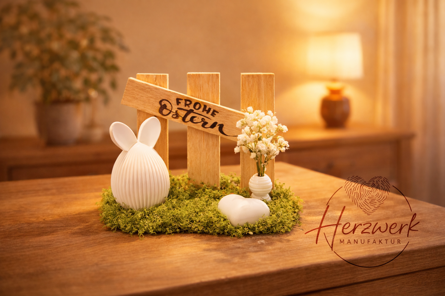 Osterdekoration „Frohe Ostern“ - handgemacht & zeitlos
