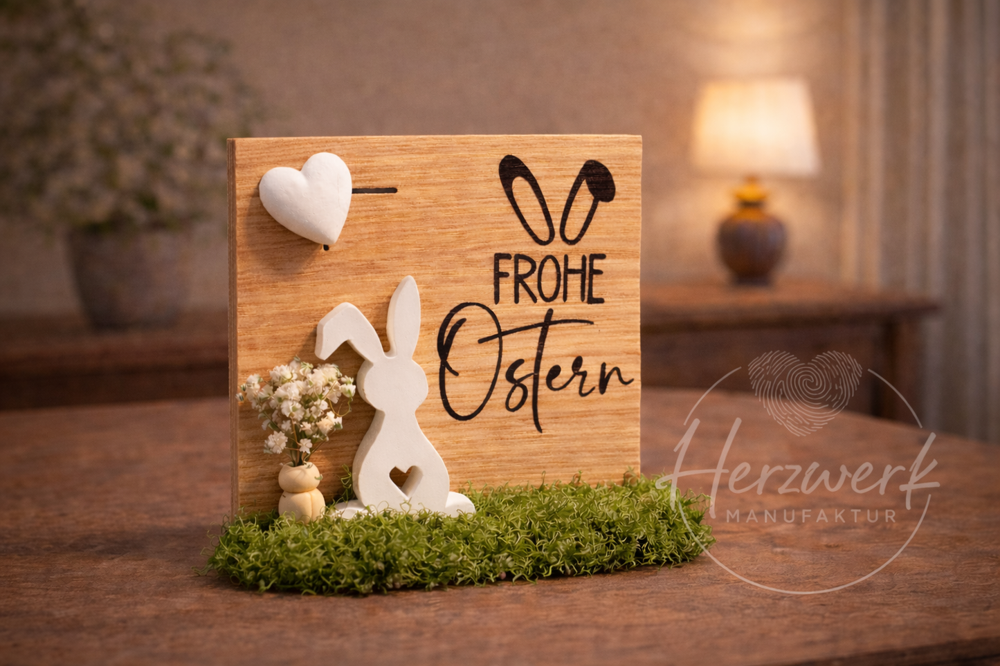 Osterdekoration „Frohe Ostern“ - handgemacht & zeitlos