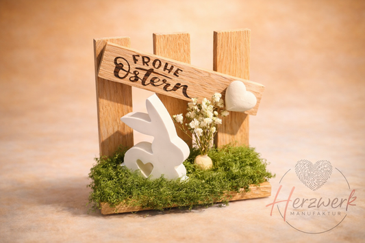 Osterdekoration „Frohe Ostern“ - handgemacht & natürlich